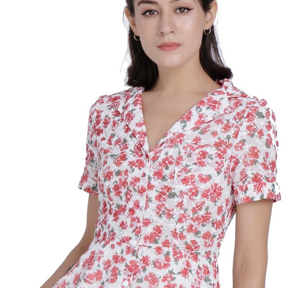 ALANTINO FLORAL PRINT COTTON SHIRT DRESS - Picture 10 of 10